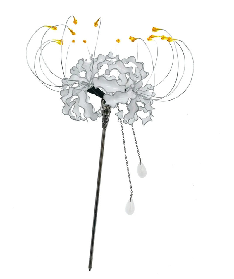 Handmade Lycoris Radiata Flower Hairpin Kanzashi Hair Stick for Kimono Hair Accessory Cosplay Decor Ornament Women Girl Jewelry 250120