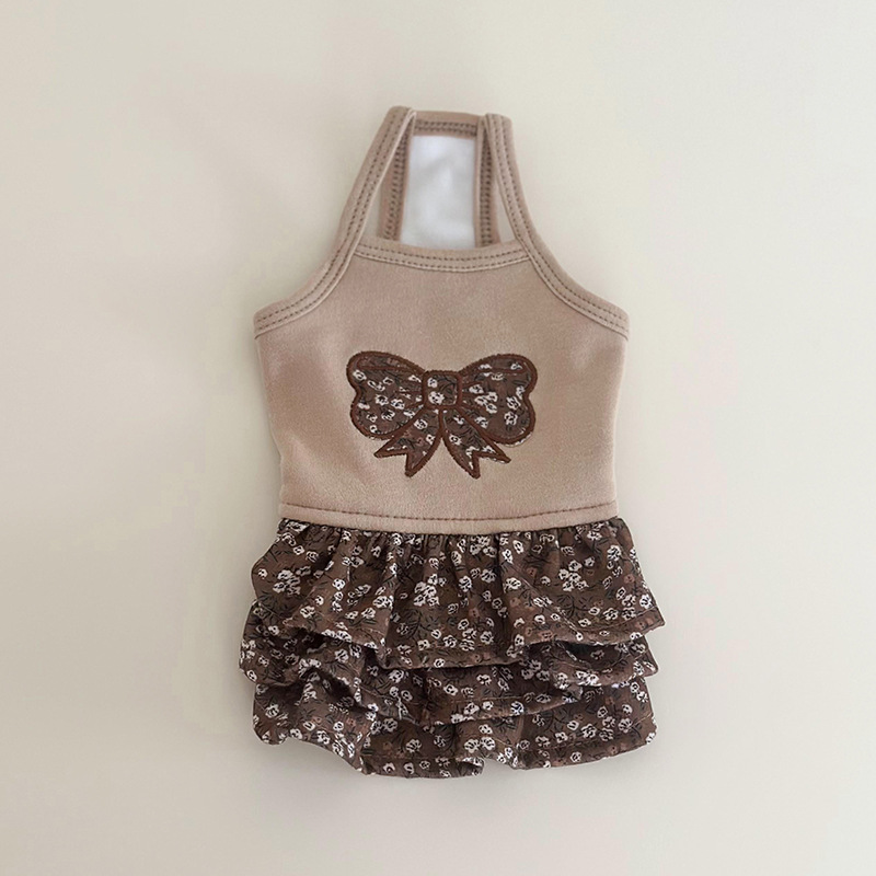 Pet dog clothing Floral brown velvet camisole dress pullover pet clothing for cats dogs dresses clothes warm dog sweater pet wear clothes