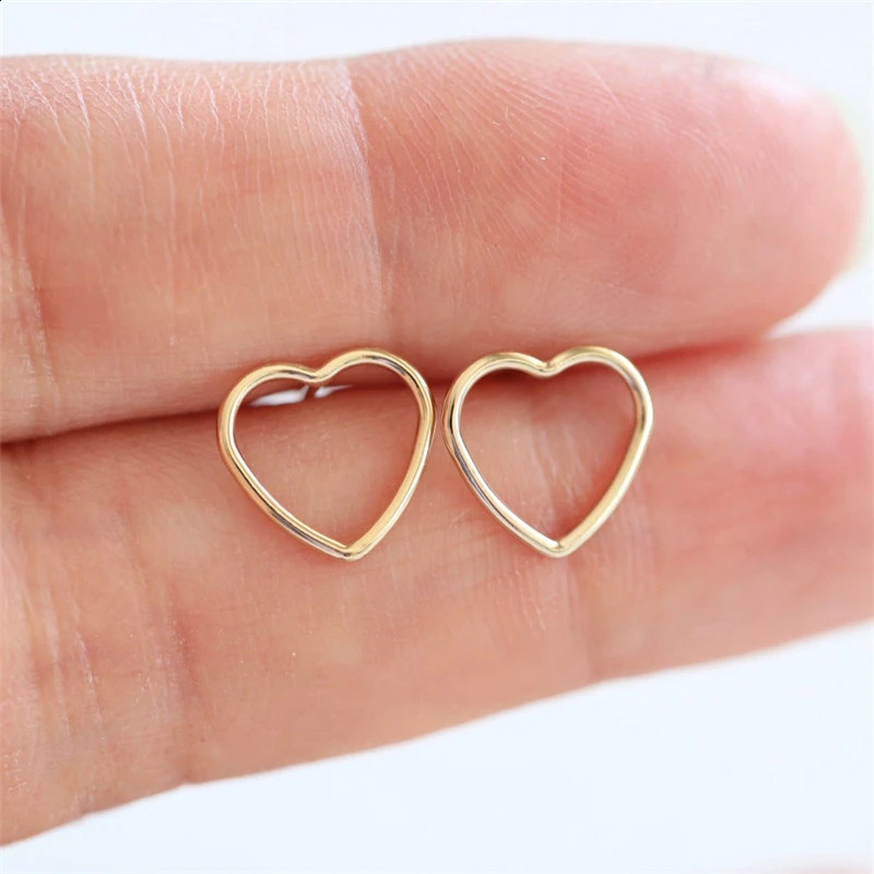 14K Gold Filled 10mm Heart Earrings Minimalism Jewelry Gold Filled Stud Earrings Brincos Pendientes Oorbellen Boho Women Earring 250207