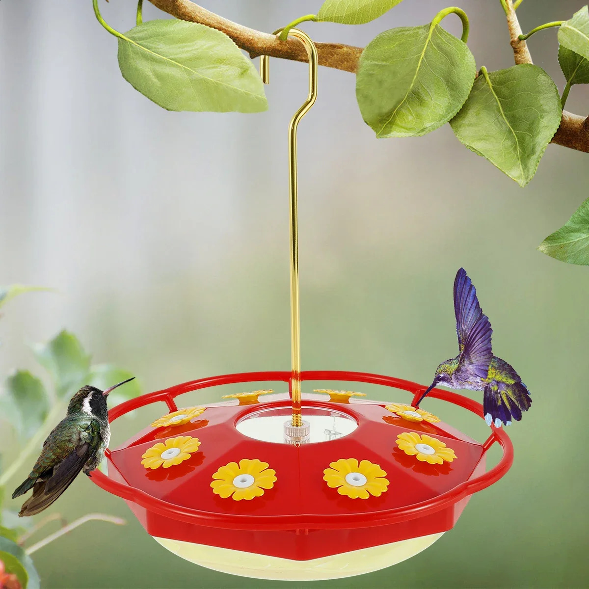 Hummingbird Feeder with 8 Feeding Hanging Bird Feeder Ant and Bee Proof Flower Shape Hummingbird Feeder for Garden Outdoor 250207