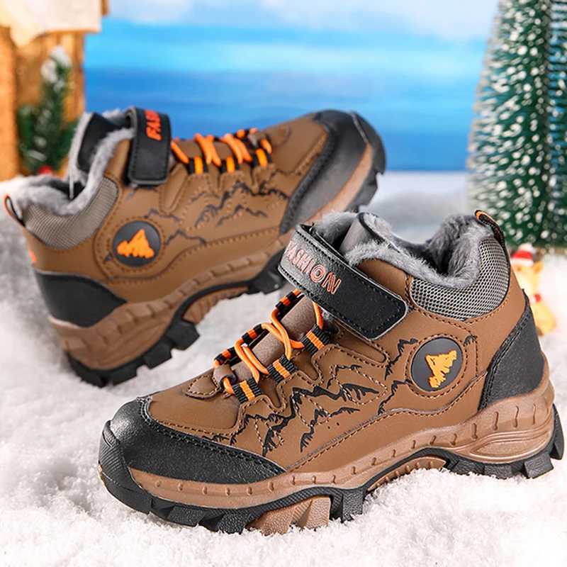 Childrens snow boots cotton warm Comf soft leather waterproof casual anti slip sports shoes W250207