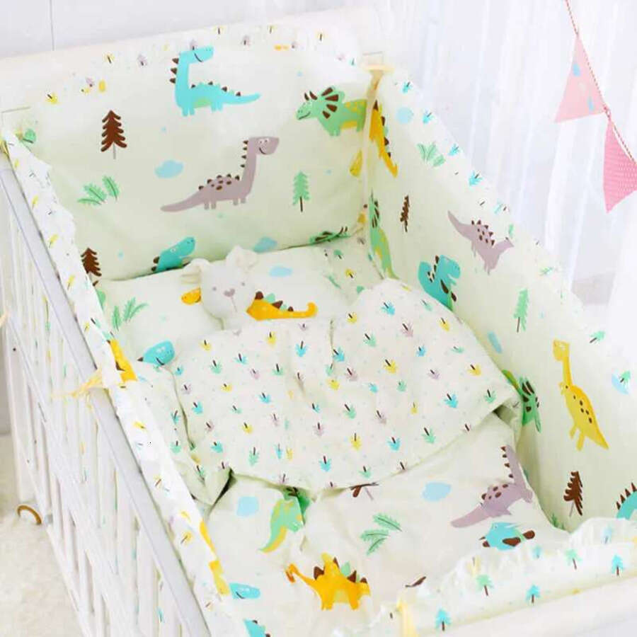 6Pcs/Set Blue Universe Design Crib Bedding Set Cotton Toddler Baby Ens Include Cot Bumpers Sheet Pillowcase