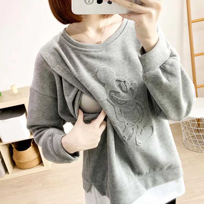 Spring and Autumn Breastfeeding Clothes Sweatshirt For Pregnant Women Nursing Mothers Hoodies Pregnancy Clothes Maternity Clothe W250207