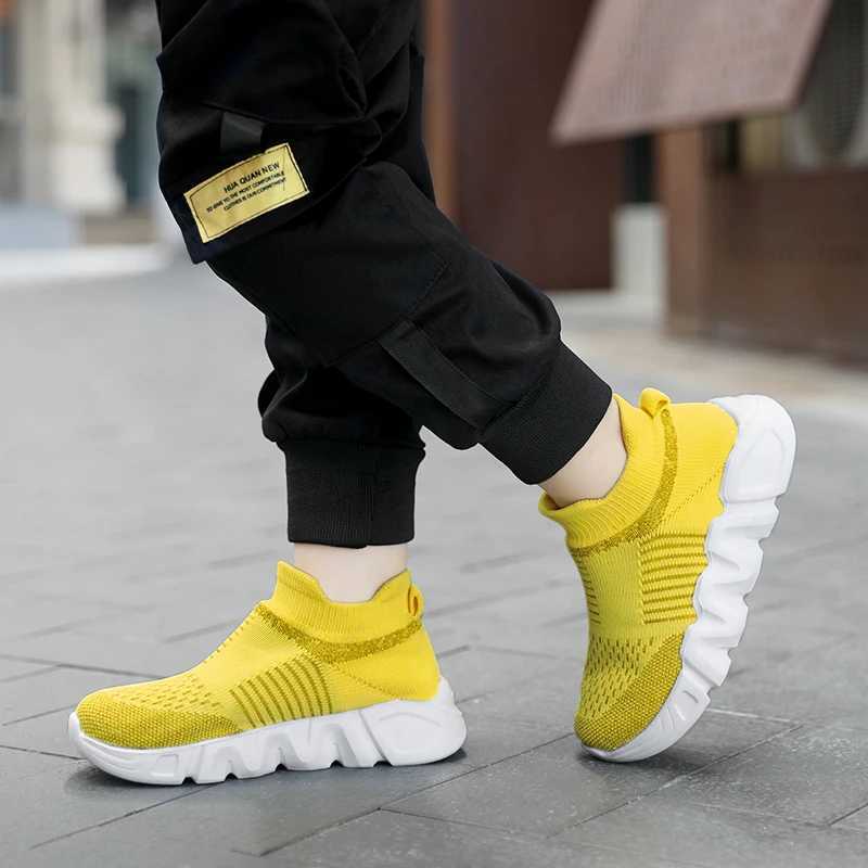 Fashion Yellow Kids Running Shoes Boys Trainers Girl Sports Shoes Mesh Breathable Sneakers For Children sneakers boy W250207