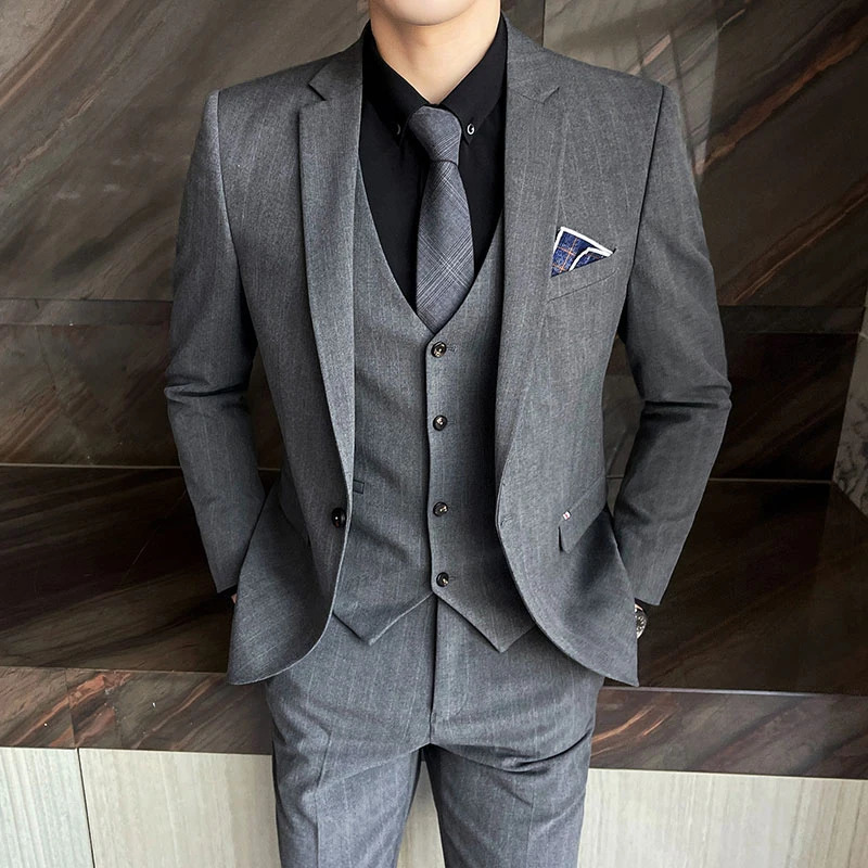 2024 grooms wedding highend set setvestmens winter striped business fashion casual three piece 250207
