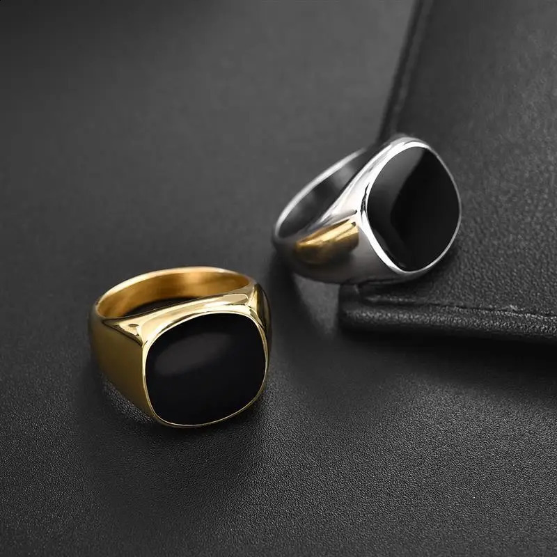 Jiayiqi MenS Ring Punk Rock 316L Stainless Steel Signet Ring For Men Hip Hop Party Jewelry Male Wedding Gift Custom accept 250206