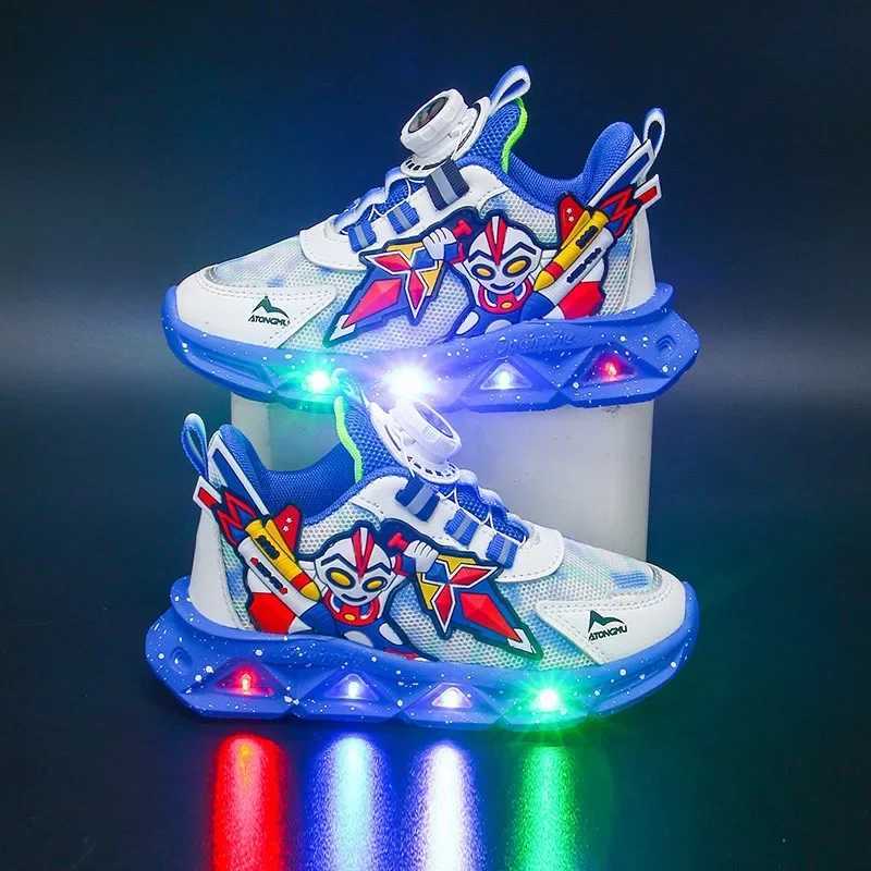 Luminous childrens sports shoes for men 2023 spring and autumn new mesh surface breathable lightweight mens shoes baby shoes W250207