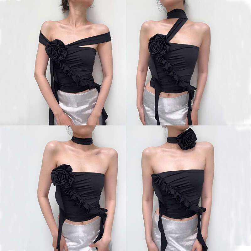Spring European and American women's spicy girl design sense three-dimensional wer multi wearing method slim fit back vest new casual versatile f
