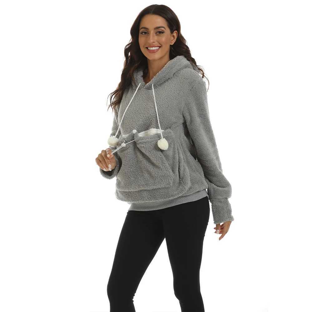 Hoodies Women 2024 Cute Pet Hoodies Dropshipping Sweatshirt with Ear Cartoon Big Pouch Long Sleeve Loose Plush Pullover Autumn W250207