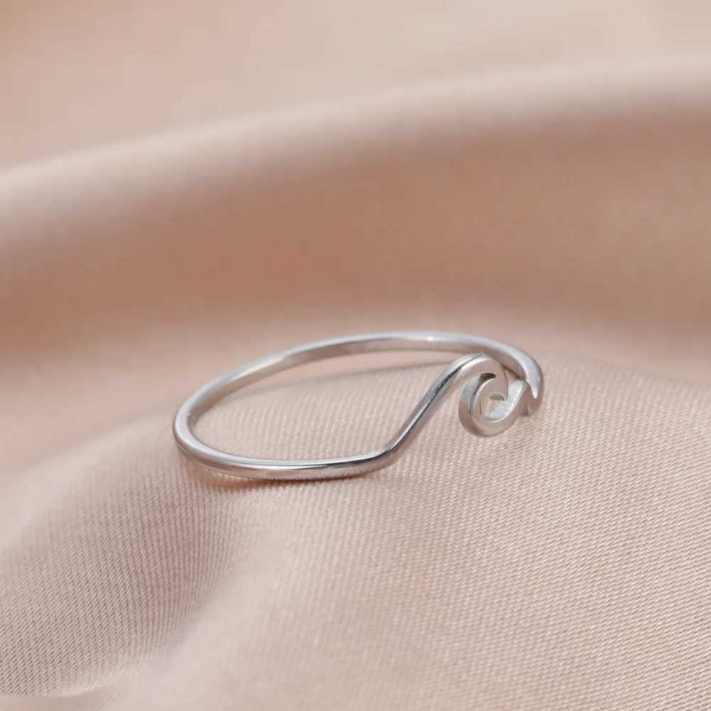 COOLTIME Simple Sea Wave Couple Ring 2025 Trend Ocean Surfing Stainless Steel Matching Ring Mens and Womens Wedding Birthday Jewelry W250207