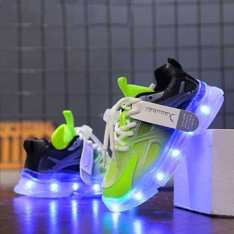Kid Shoes LED Flashing Sneakers Casual Lighting Running Shoes Boys Girls Walking Trainers USB Rechargeable Luminous Sports Shoes W250207