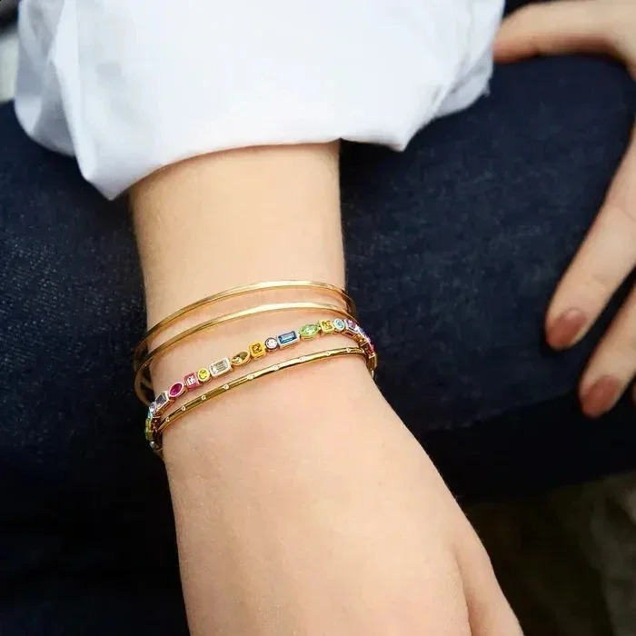 Geometric 5A CZ Rainbow Colorful Enamel Tennis Chain Bracelet Necklace Round Square Eye Rectangle Shape Women Jewelry 250120