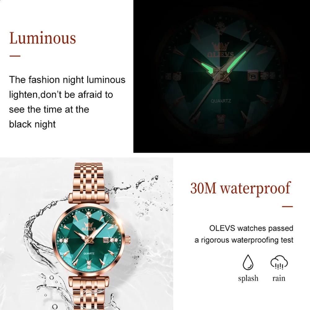 OLEVS 5536 Womens Watch High Quality Elegant Jewelry Waterproof Quartz Watch Rose Gold Womens Watch Reloj Mujer 250121