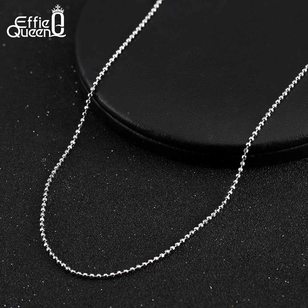 Effie Queen Fashion 1.0/1.5/2.0mm Ball Faceted Bead Chain Necklace for Women 925 Sterling Silver Necklace Birthday Jewelry SC77 250120
