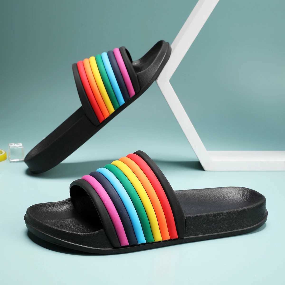 Rainbow Slippers for Women and Men House Slides Shower Sandals Cushied Soft SoleXJ250207