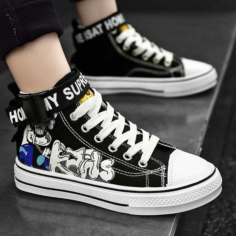 Brand Kids High Top Canvas Shoes Trendy Children Non-slip Skateboarding Shoes Boys Girls Outdoor Comfortable Sports Tennis Shoes W250207