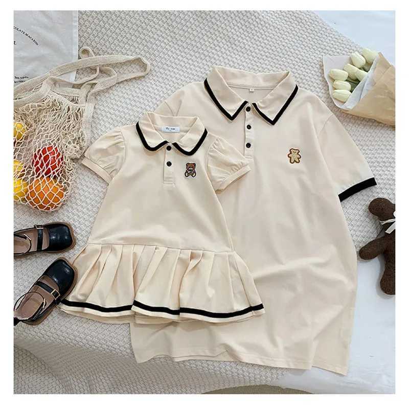 Family Matching Clothes Summer 2023 Mother Daughter Dresses Family Look Polo T-Shirts Mother Kids Tees Clothes Father Son Outfit W250207