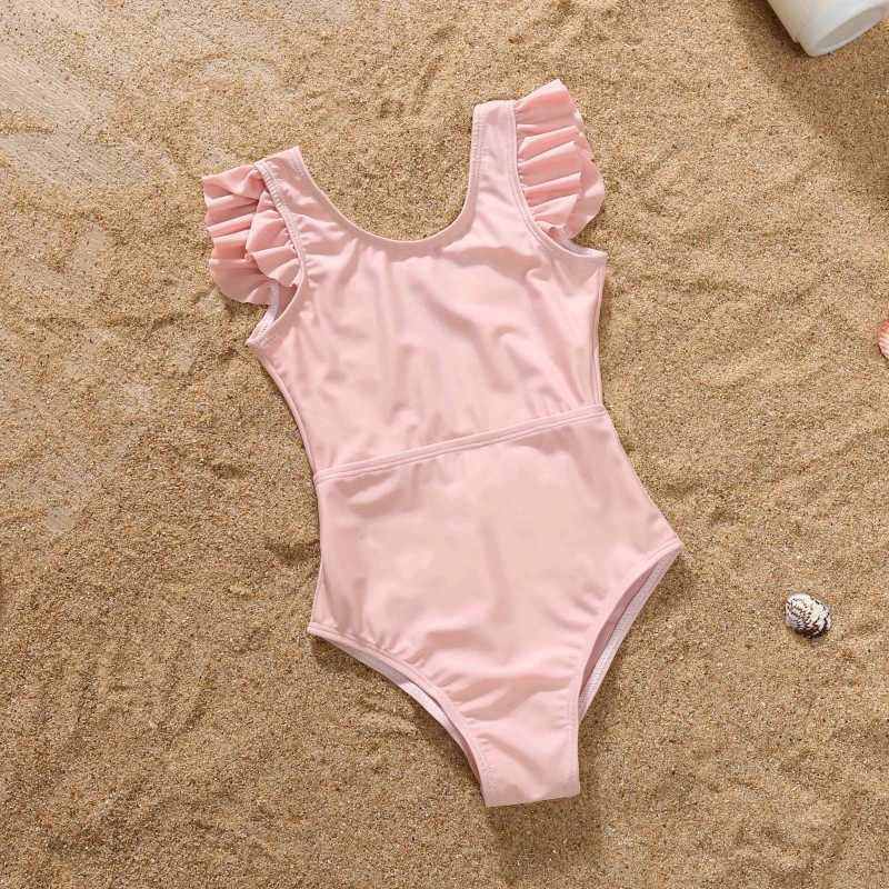 Mom and Daughter Matching Clothes 2024 Summer Women Girls One-Piece Suit Swimwear Ruffles Beachwear Push Up High Waist Swimsuit W250207