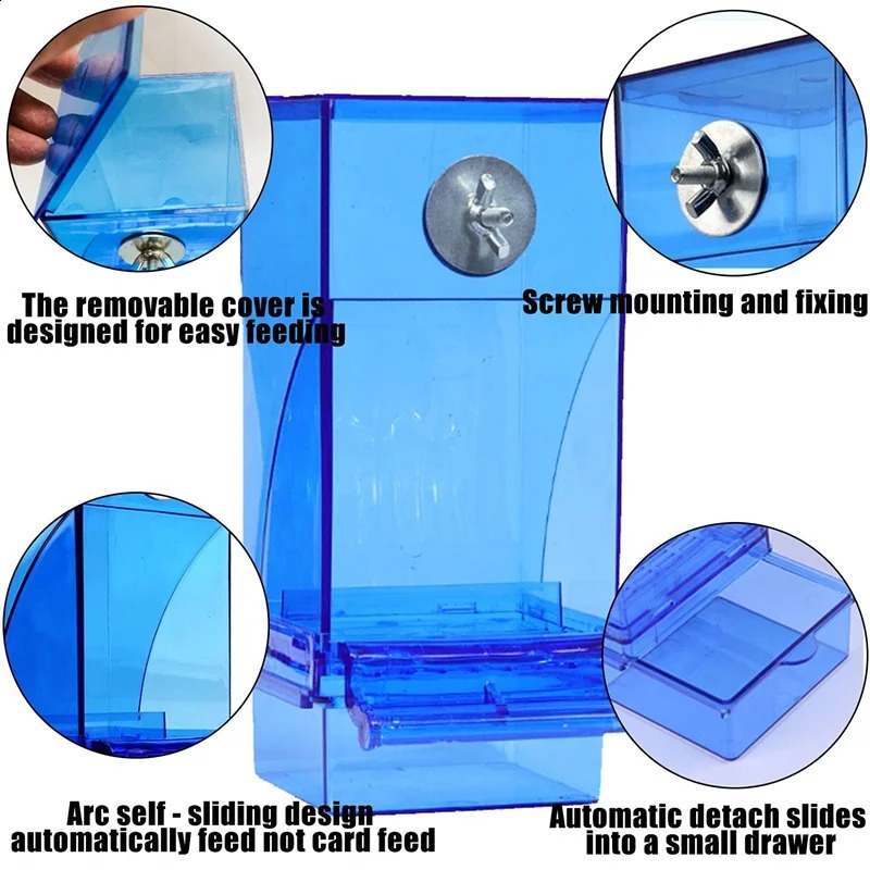 Bird Feeder Automatic Parrot Feeder Beverage Acrylic Seed Food Container Small And Medium-Sized Parrot Cage Accessories 250121