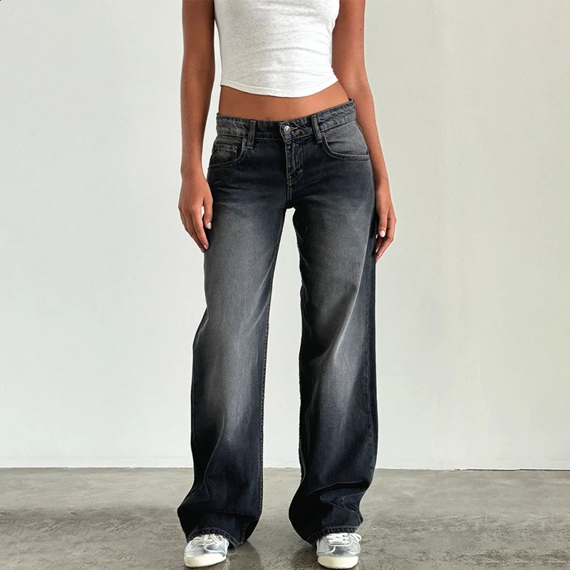 Women Y2K Wide Leg Denim Pants Baggy Low Waist friend Jeans Casual Vintage Loose Fit Jeans Trousers Cyber Grunge Streetwear 250206