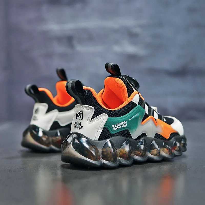 New young childrens casual sports shoes girls jelly soles childrens breathable mesh coaches casual air bubbles boys running shoes W250207
