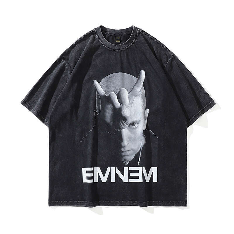 TKPA High Street Portrait Printed sleeved T-shirt Men's Fashion Brand Hip Hop Lazy Style Couple Casual Short Tee