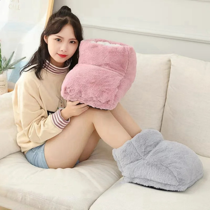 USB Electric Foot Warmer Plush Heating Slippers Thermostatic Shoes Winter Feet Heater For Home Bedroom Sleeping Thermal 250120