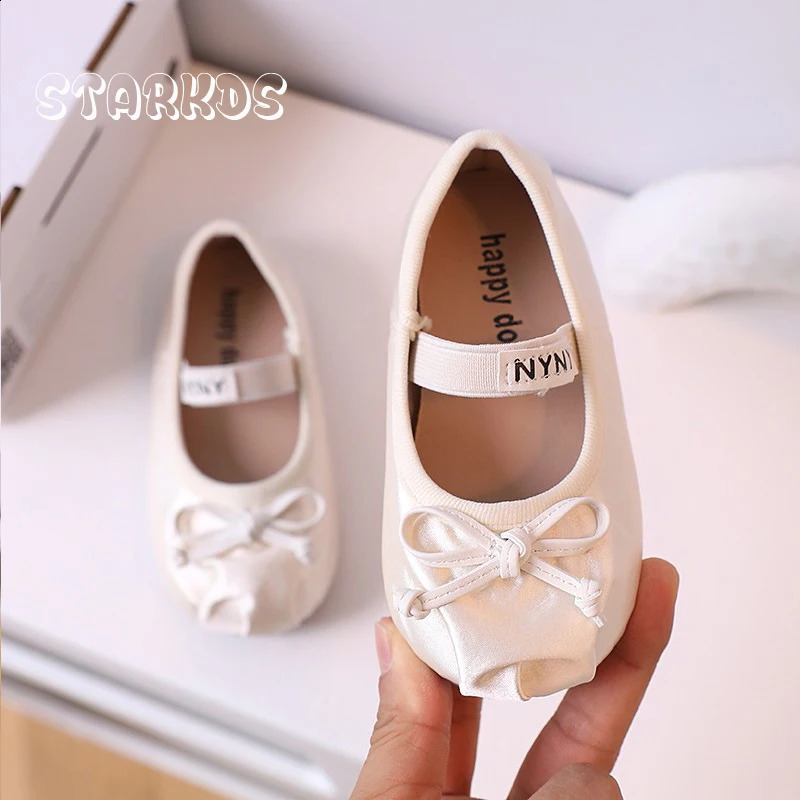 Satin Silk Ballet Shoes Baby Girls Round Toe Bowtie Elastic Band Ballerina Flats Toddler Kids Soft Loafers 250206