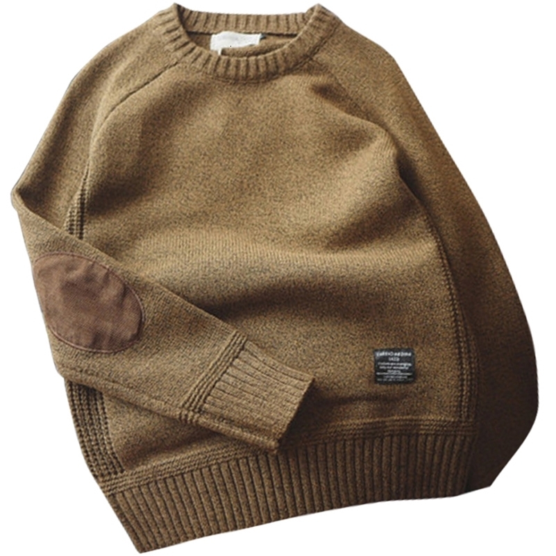 Men Pullover Sweater Fashion Patch s Oversized Knitted Sweater Harajuku Streetwear Thick O Neck Causal Pullovers Wool 250206