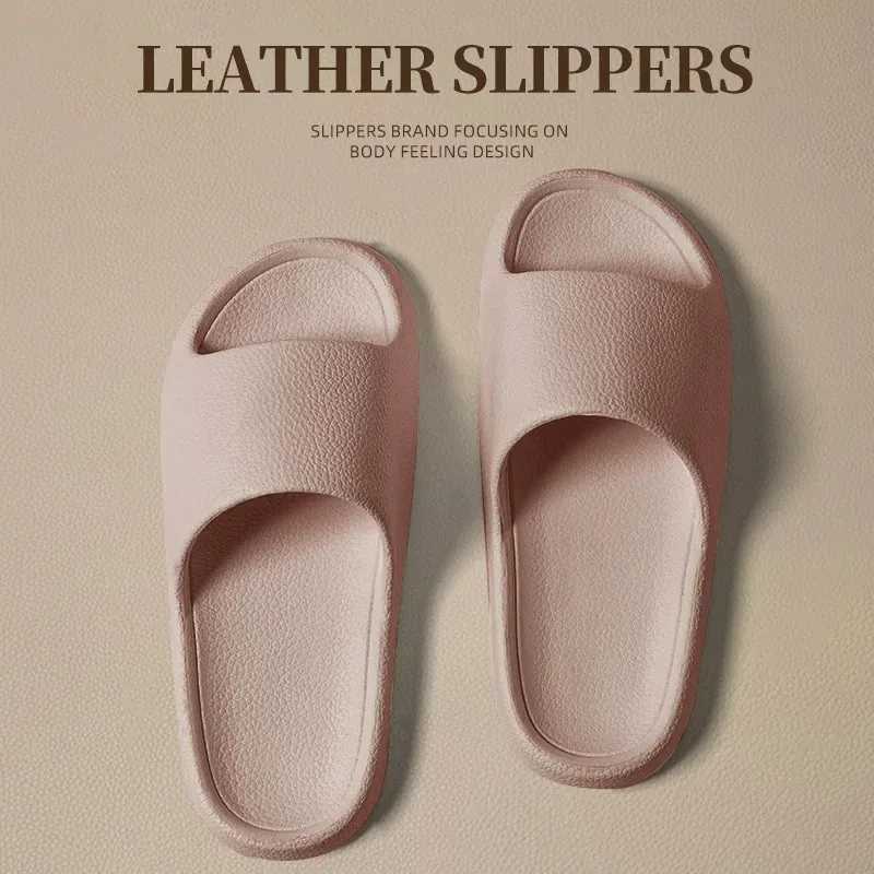 Women Home Slippers Beach Slides Solid Color Mens Thick Sole Indoor Bathroom Anti Slip Shoes Summer Couple SandalsXJ250207