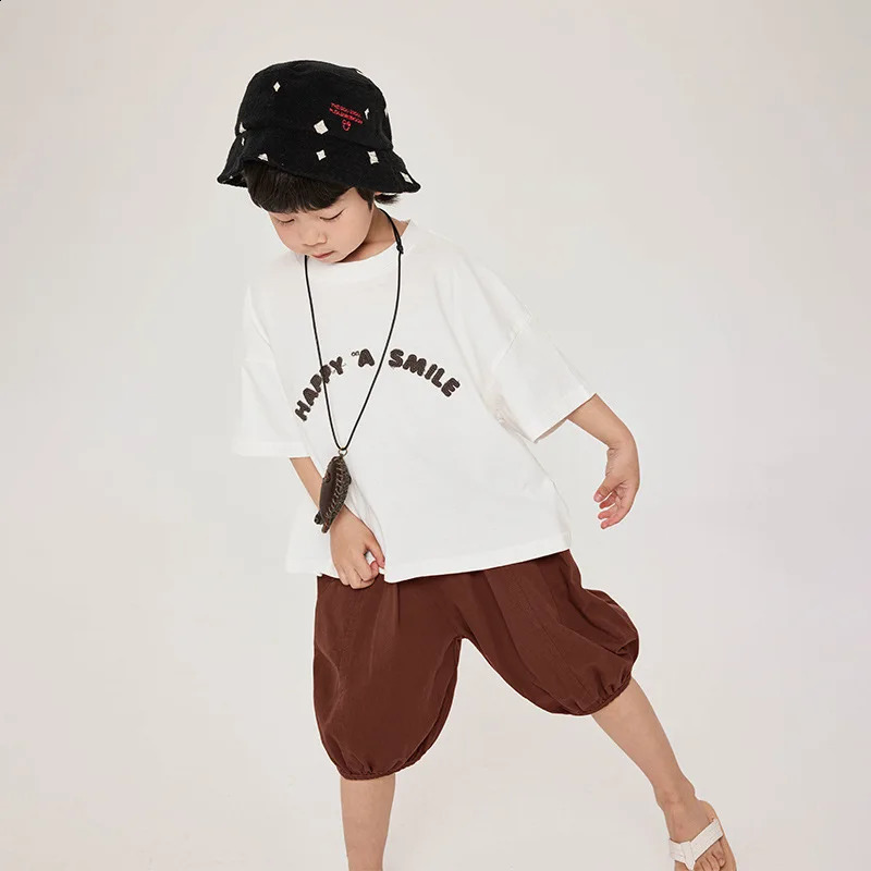 Boys summer short sleeve T-shirts Kids cotton loose casual Tees Korean style Tops 250207