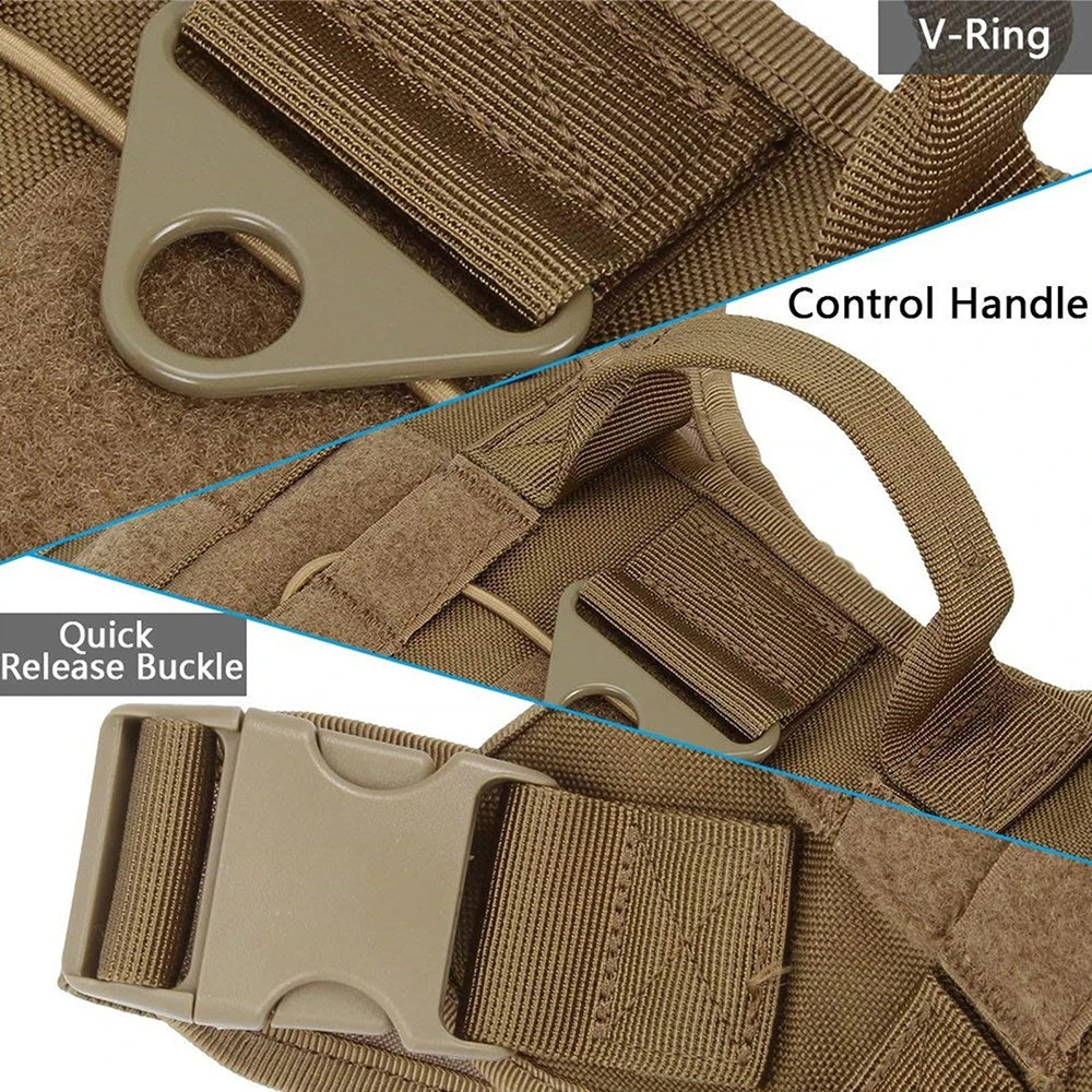 Tactical Dog Harness Leash Collar for Medium Large Dogs Military Pet Vest Adjustable Service Dog Harnesses For Training Walking 250206