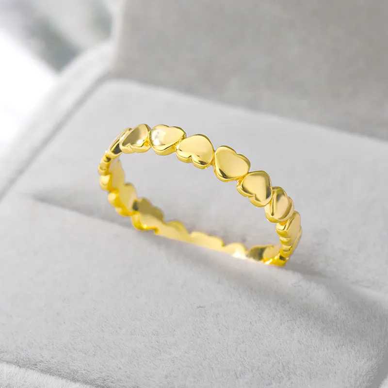 Cute Simple Heart Rings for Women Men Stainless Steel Gold Color Love Finger Rings Couple Wedding Jewelry Christmas Gift W250207