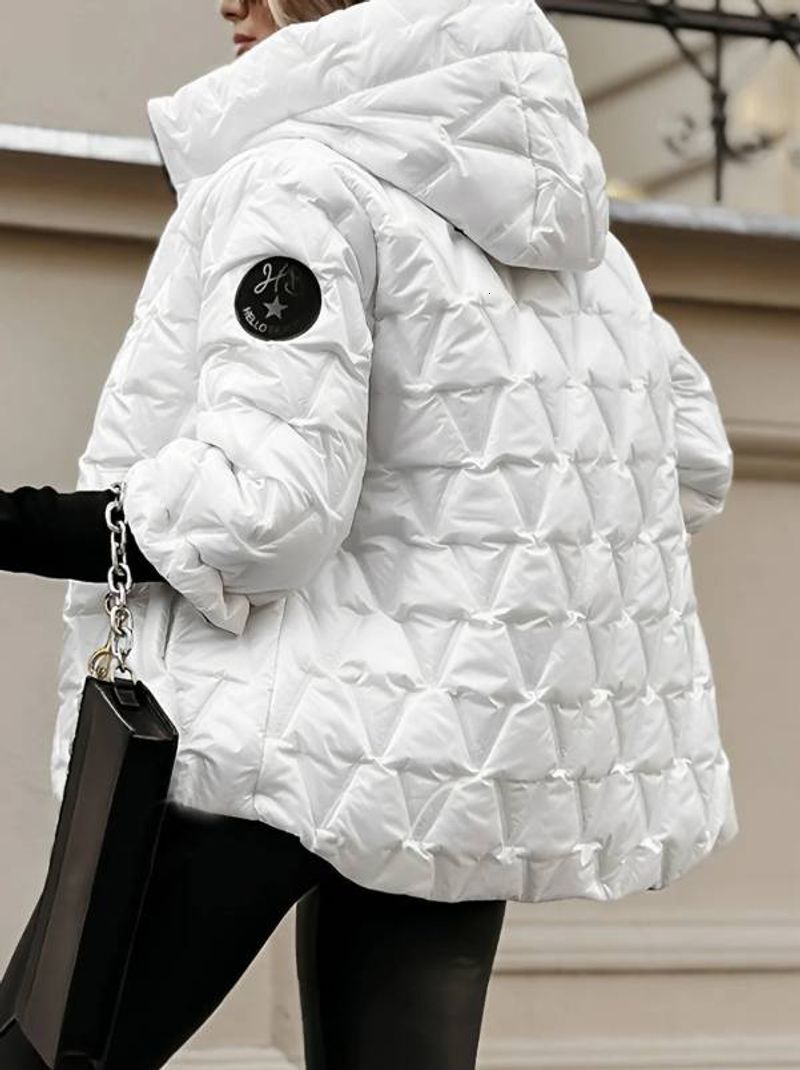 New Fashion Hooded Fashionable Loose Long Sleeved Patchwork Cotton Jacket Coat Women