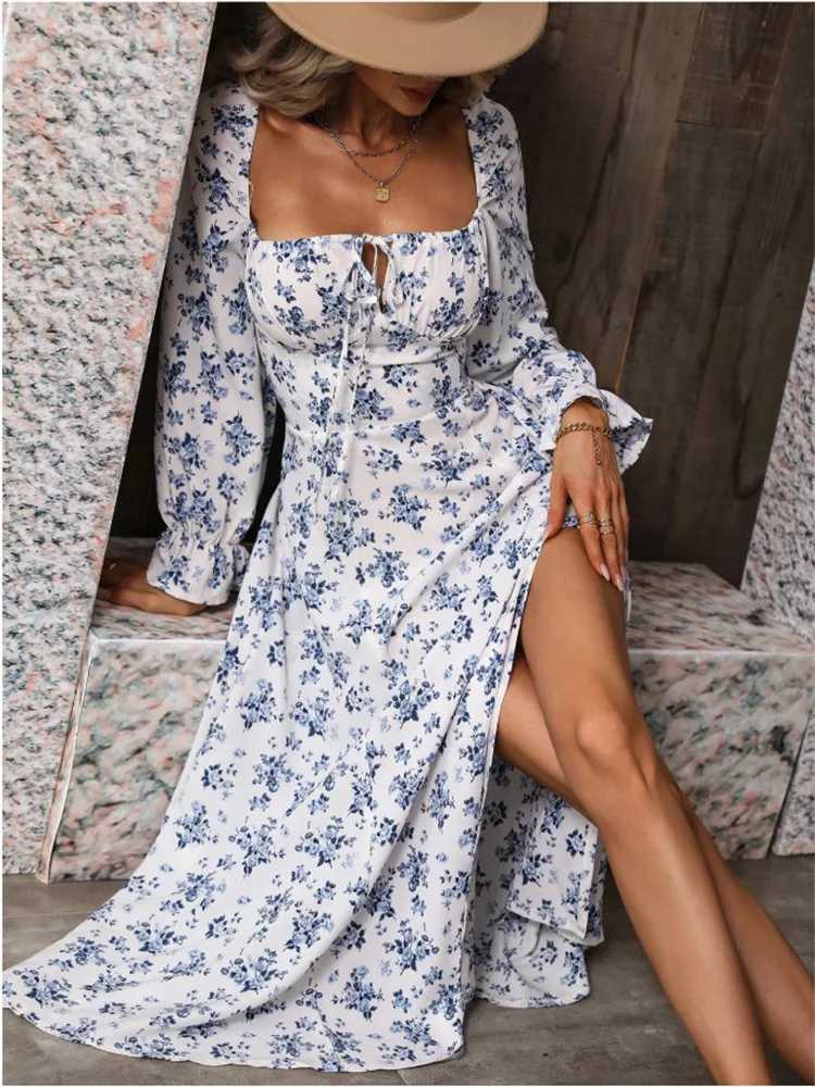 Msfilia Fashion Printed Full Sve Backless Bohemian Dress Womens Spring Summer Long DressesXJ2500207