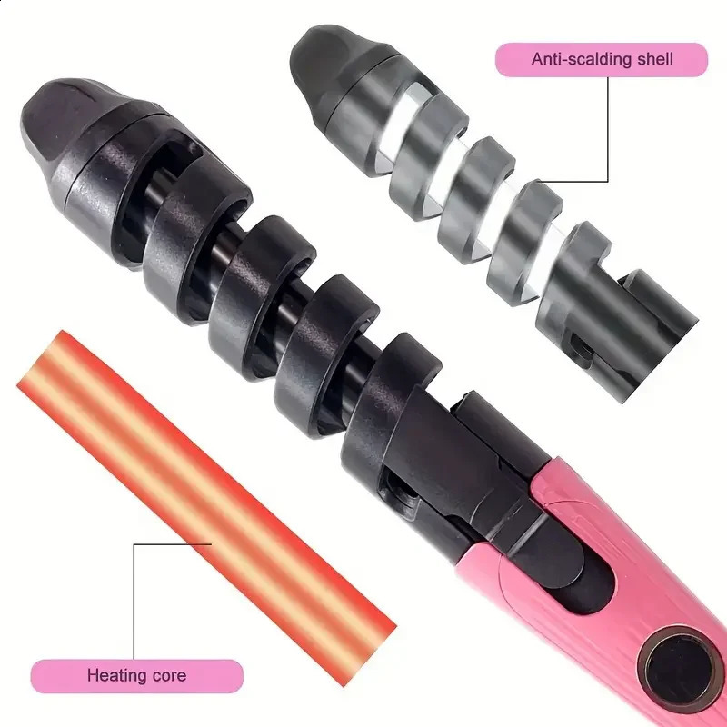 Portable Spiral scald Curling Iron Hair Curler Wand Electric Curling Iron Ladies Gift 250206