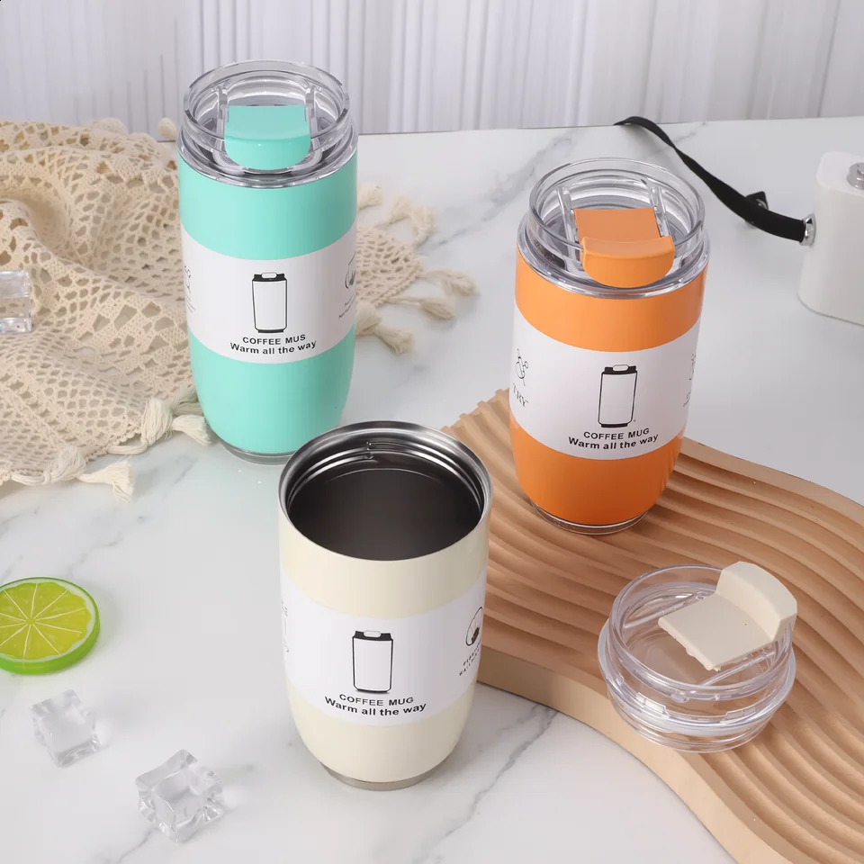 15oz Insulated Stainless Steel Tumbler Vacuum Sealed Travel Coffee Mug | Reusable Thermal Cup With Lid Paracord Handle| Leak 250207 W260226