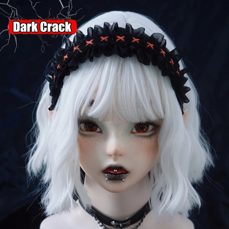 Y2k Harajuku Gothic Punk Lolita Spicy Girls Womens Headwear Original Handmade Leaf Border Black Red Headband Hair Hoop 250207