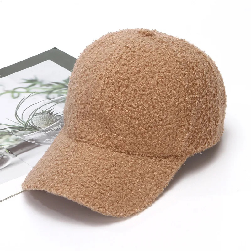 COKK Winter Cap Women Plush Baseball Cap Solid Color Korean Women Hat Warm Casual Outdoor caps Casquette Bone Male 250206