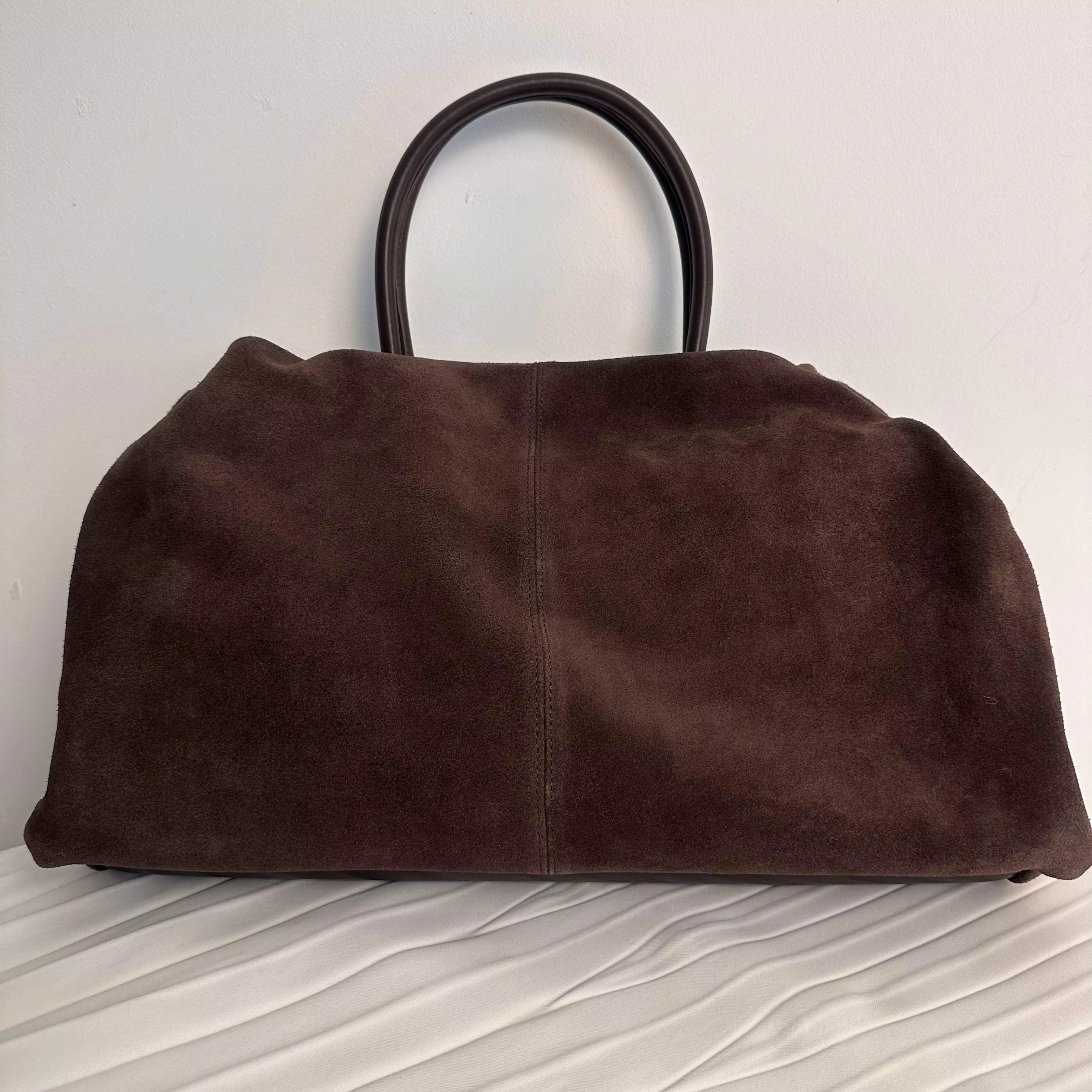 Oversized 40Cm Women Tote 100% Natural Suede Leather Lady Handbag Daily Bags Bowg Purses Matte Cowhide Bag Suede Cartoon
