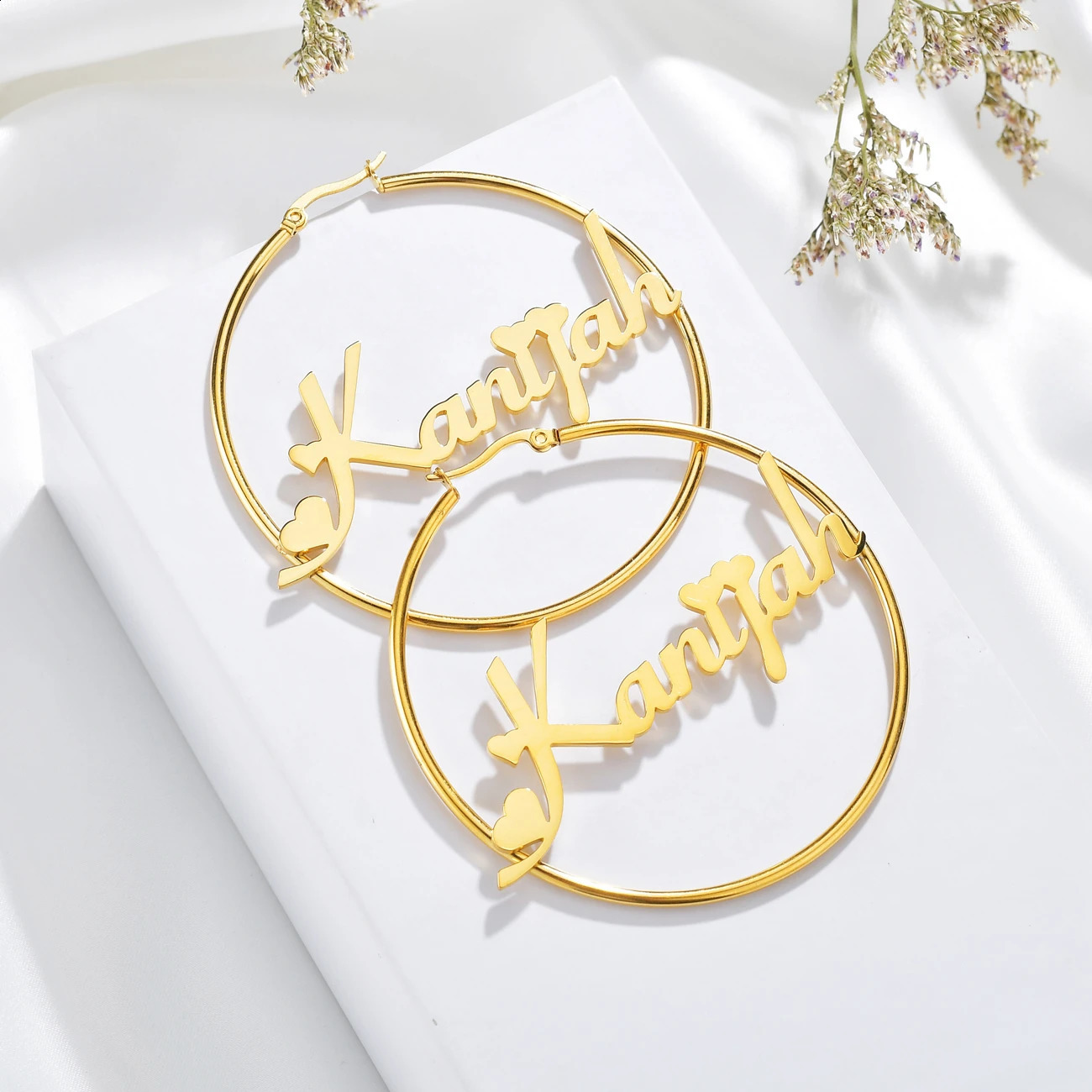 Atoztide Personalized Name Stainless Steel Letter Earrings For Women 3 Color Custom Circle Hoop Earrings Weddings Party Jewelry 250206