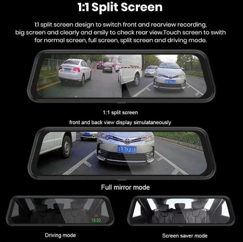 Car DVRs Dash Cam Rear Camera Senso Dvr GPS Avto Video Recorder 10 Inch View Mirror Dual Car Camera Cam Dashcam Front and Rear 4k car dvr H250206