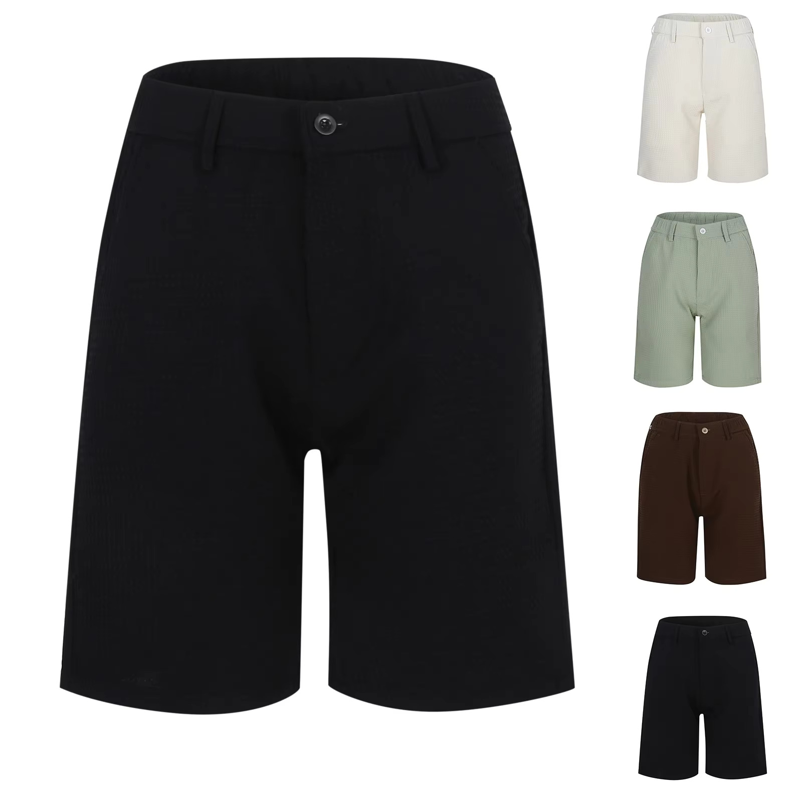Men's Summer Quarter Solid Color Casual Dress Medium Pants Small Plaid Comfortable Fiess Basketball Sports Beach Shorts