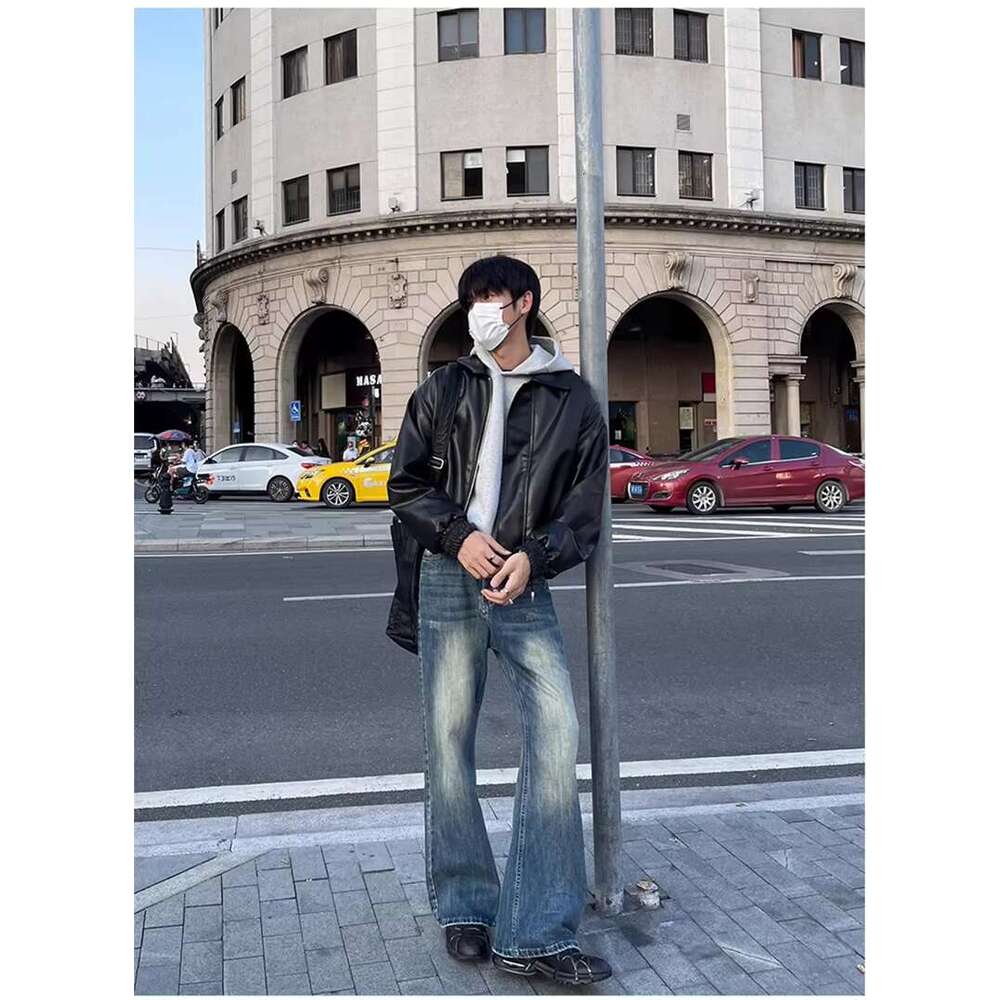 Men's Leather Jacket Mauroicardi Spring Autumn Cool Oversized Short Black Soft Pu Leather Jacket Men Zipper Designer American Vintage Clothes