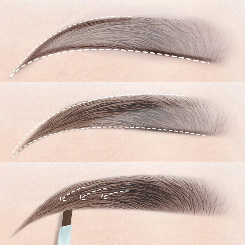Double Head Eyebrow Natural Smooth Triangular Automatic Brow Pen Waterproof LongLasting Black Brown Eyes Pencil with Brush 250108