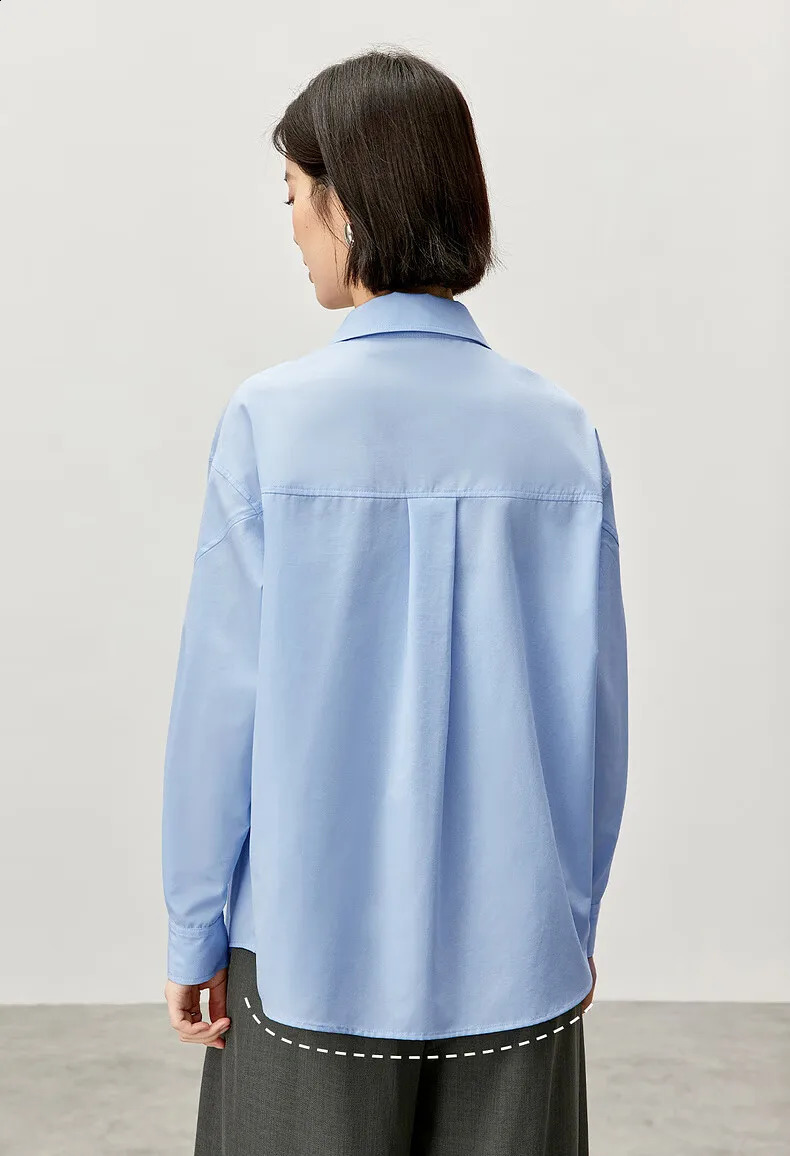 SENTUBILA Office Lady Cotton Shirt 2025 Spring Casual Loose Turn Down Collar Single Breasted Blouse Female Clothing 143C55908 250107