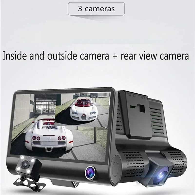 Car DVRs 3 Lens Dash Cam 4 Inch Screen Full HD 1080P Car DVR Night Vision Dual Lens Car DVR Cameras With 170 Degree Rear View H250206