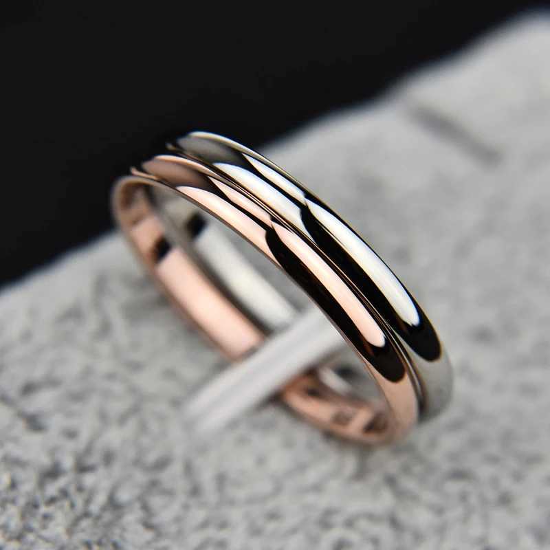 #4 5 6 7 8 9 10 Size Thin Titanium Steel Couple Ring Smooth Fashion 18K Rose Gold Finger Ring 1pc For Women and Men Jewelry gift W250207