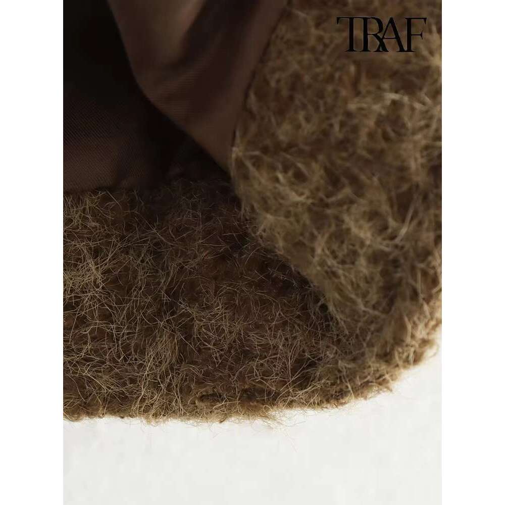 Bow Tie Design Solid Colour Fashion Retro V-Neck Small Cardigan Woolen Jacket Elegant Women's Clothing