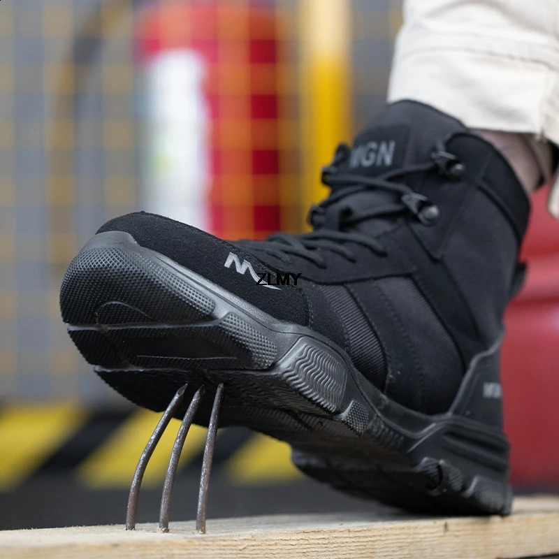 High Top Men Steel Toe Shoes Puncture Proof Protective Work Safety Boots Man Women Lightweight Industrial Work Shoes Plus Size 250120